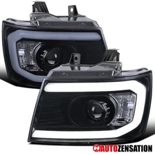 LED DRL Projector Headlights Fit 2007-2013 Avalanche Tahoe Suburban Smoke Black