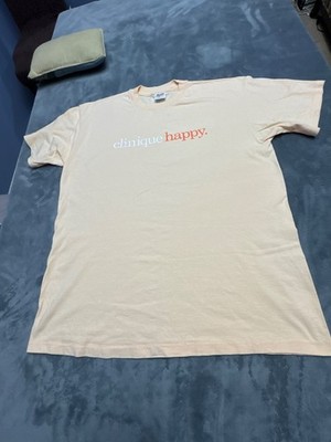 Vtg 90s Clinique Happy Perfume Promo T Shirt XL Single Stitch Front Back Hit USA