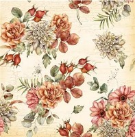 20 Servietten Asta & Dahlia Dahlien Rosen Blumen Herbst Vintage Garten 33X33Cm