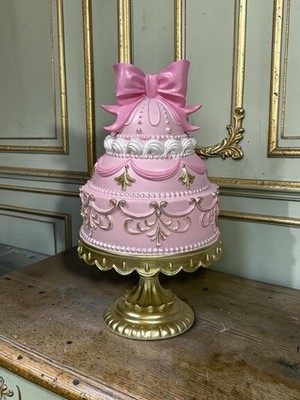 Clayre & Eef Rosa Torte Tortenplatte Patisserie Konditor Rosa Gold Schleife 33cm