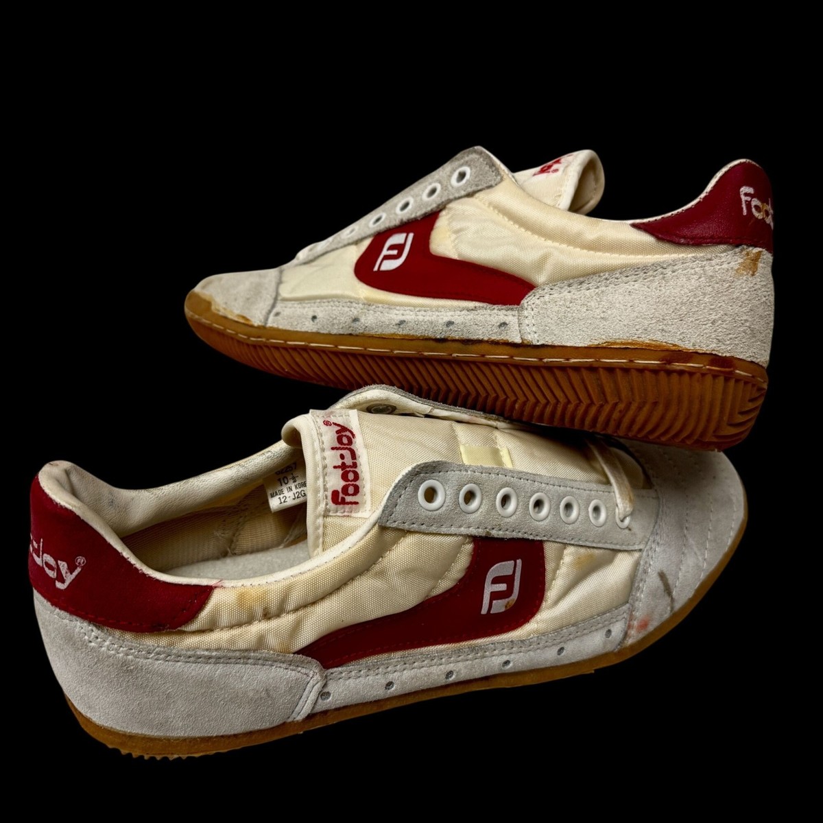 NOS Vtg Foot-Joy Court Sneakers 70 80s Red White Gum Sole Tennis