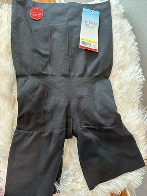 Assets by Spanx High-Waisted Mid-Thigh Shapewear Very Black M Slimming Seamless