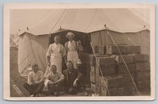 WWI Army Camp Kitchen Staff Cooks & Canteen Crates 1914 RPPC Hallett