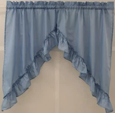 Stacey Solid Light Filtering Cafe Curtain Tier or Valance or Swag SLATE BLUE