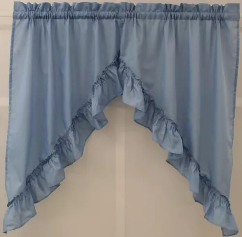 Stacey Solid Light Filtering Cafe Curtain Tier or Valance or Swag SLATE BLUE