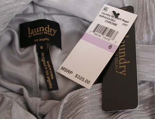 Abito Laundry by Shelli Segal taglia 6 Twist Back in jersey con lamina metallica $325 - Foto 3 di 11