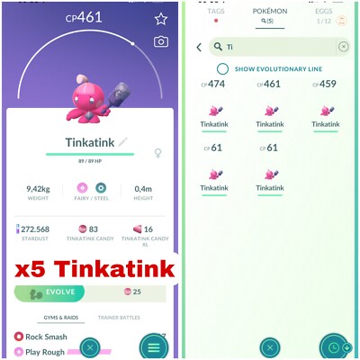 Pokémon Go | Tinkatink x5 | Mini P T C 100K Stardust