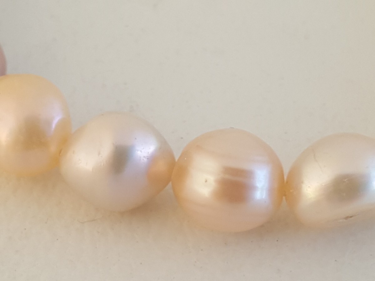 Freshwater pink baroque pearl sterling silver bracelet 