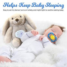 Christmas Lullabies Adorable Bunny Sound Machine, Night Light for Sleeping Baby