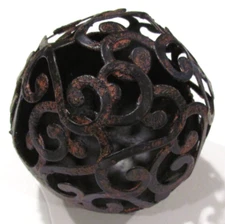 Metal Sphere Decorative Centerpiece Bowl Filler Ball Scroll Swirls Filigree