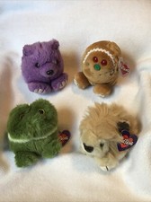 4 Swibco Puffkins Plush Dolls Violet Lily Gingerbread Lancaster Lion Lot 3