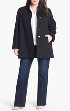 Fleurette Womens Side Slit Loro Piana Wool Car Coat Jacket In Black Plus Size 22