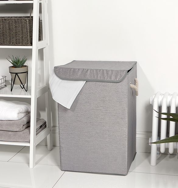 Laundry Hamper Bathroom Basket Grey Strong Folding Storage Washing Clothes Toys