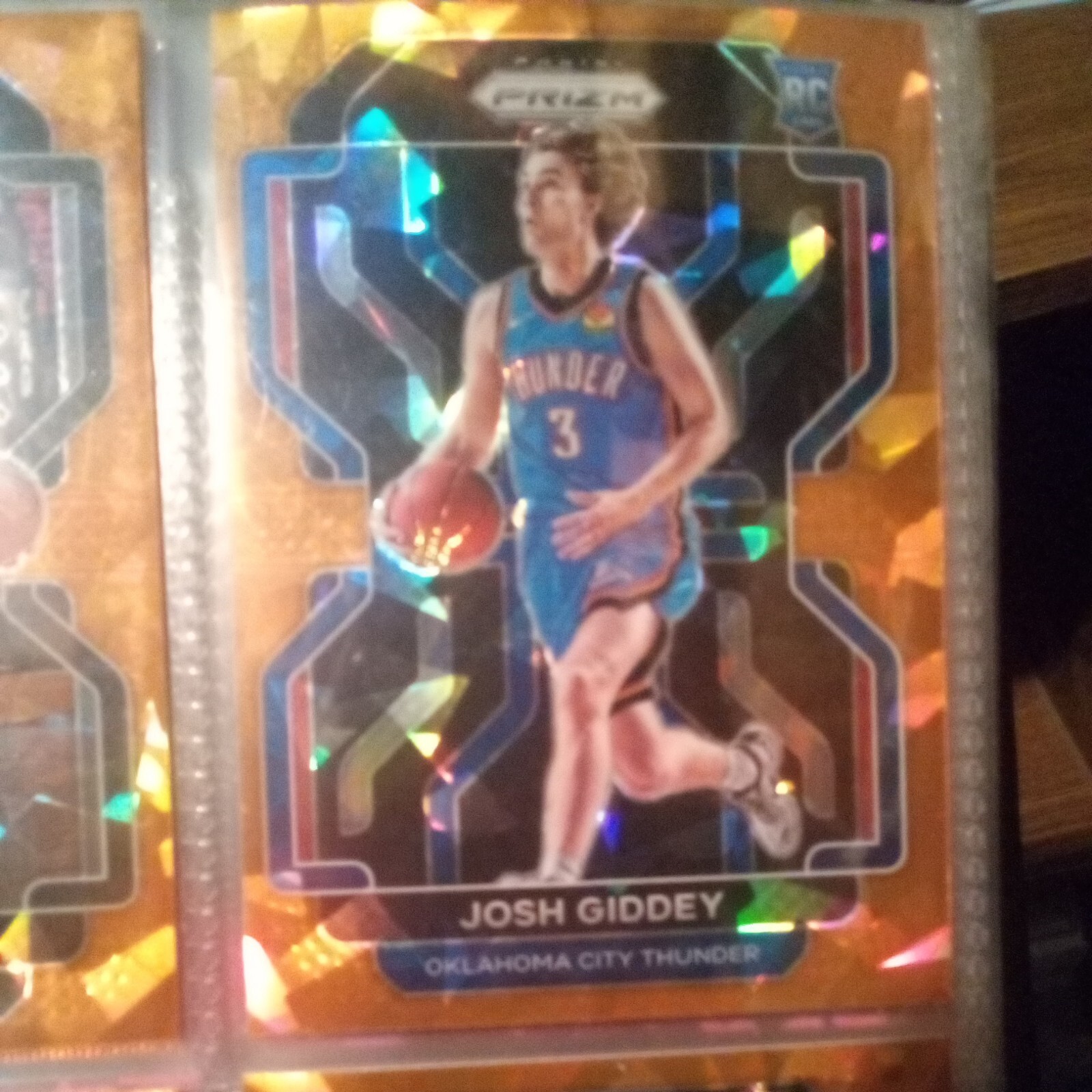 Josh Giddey 2021-22 Panini Prizm Orange Cracked Ice RC #301 OKC Thunder