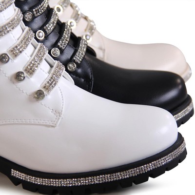 Bottines Biker à Talons Pour Femmes - Paillettes - Tailles 36 à 41 - Talon 3.5 Cm - Neuf Avec Boîte