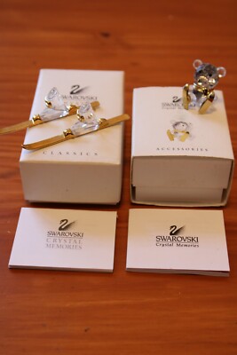 Swarovski Crystal Ski package, two SKIs and a SKI teddy NIB (3 pieces)