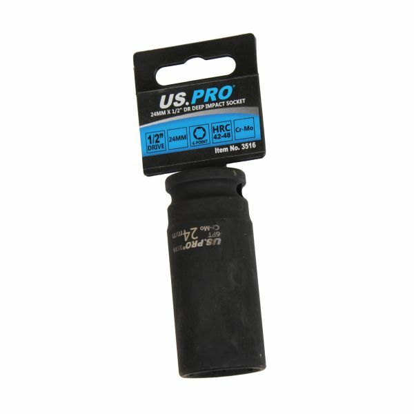 Us Pro 24Mm 1/2 Dr 6 Point Deep Impact Socket 78Mm Long 3516 - Image 2