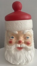 Vintage Blow Mold Christmas Santa Cookie Jar ...