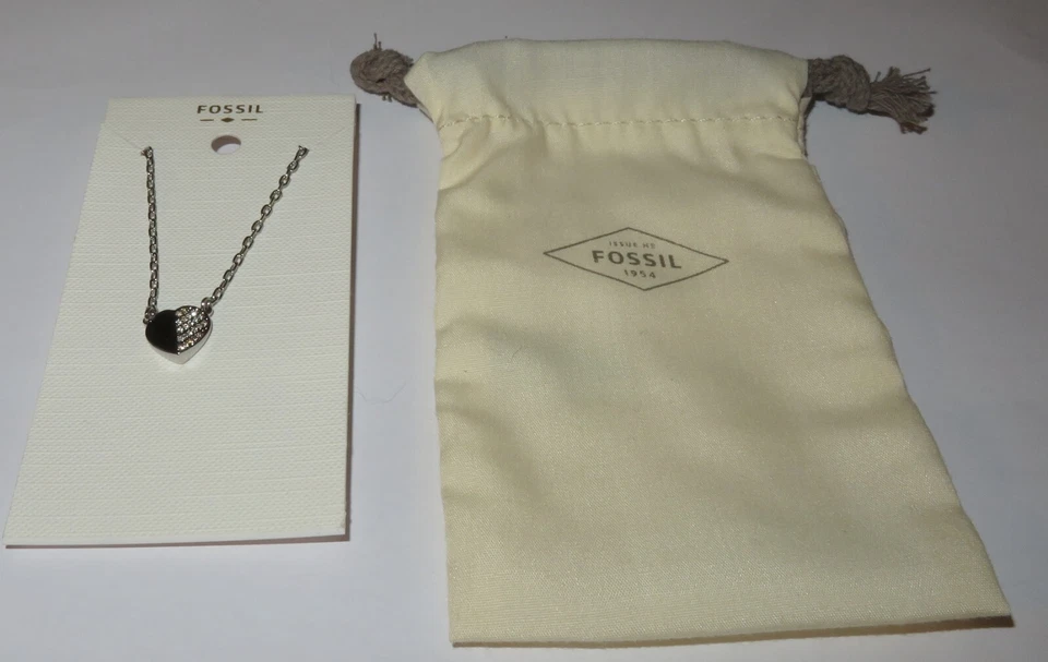 FOSSIL Damenkette Kette silberfarben mit Herz mit Steinchen JOA00243040 NEU - Bild 3 von 4