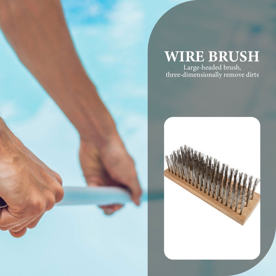 BSMtone Edelstahl Drahtbürste Mit Langem Griff - Bodenschrubber Für Beton, Terrasse & Pool