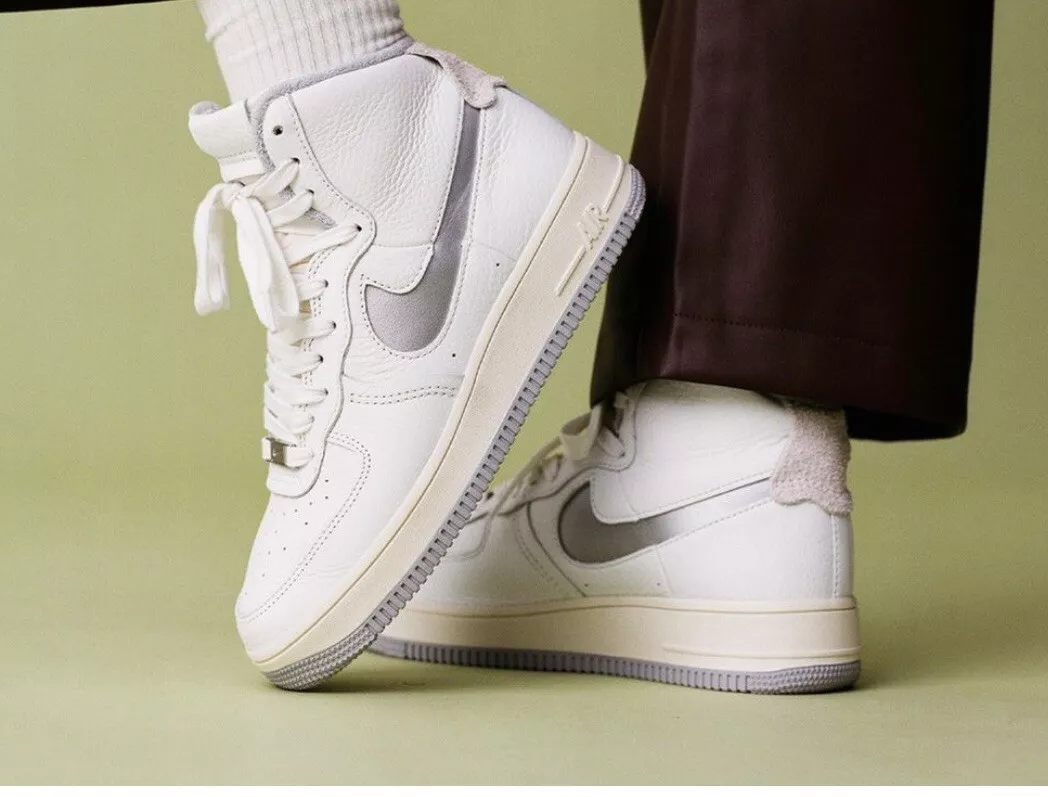 Nike Air Force 1 Hi Sculpt Womens Retro Leather Casual Shoe White Gray  Sneaker