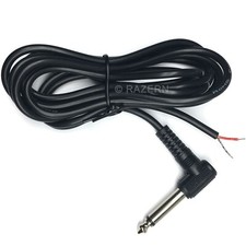 NEW 6 ft 1/4" 6.35mm Mono Right Angle Male Plug to Tinned Bare Wire Audio Cable