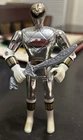 Vtg Mighty Morphin Power Rangers White Action Figure 1995 Metallic With Saba🔥