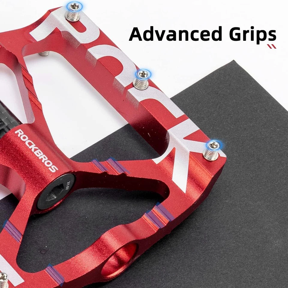 Pedales de bicicleta ROCKBROS 9/16"" antideslizante aleación de aluminio reflectante cojinete sellado Foto 3 de 4