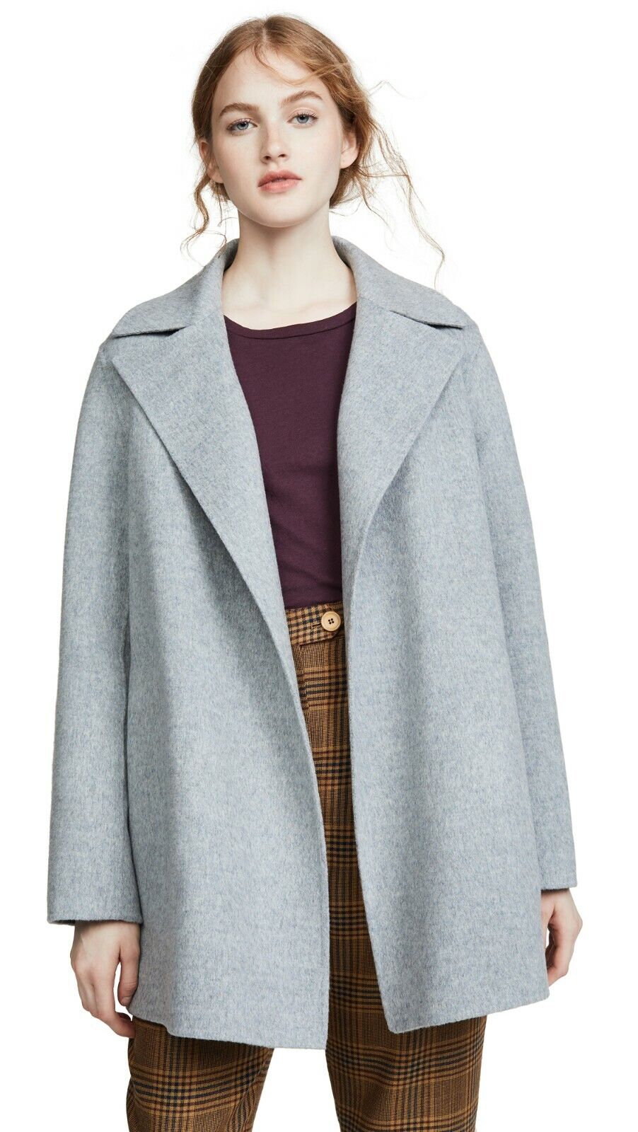 NWT Theory Overlay New Divide Luxe Wool & Cashmere Coat, Grey Size M $695