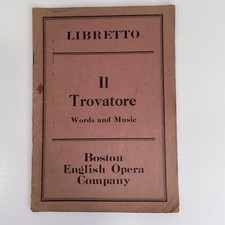 Antique 1911 Trovatore Boston English Opera House Brochure, Verdi The Troubadour