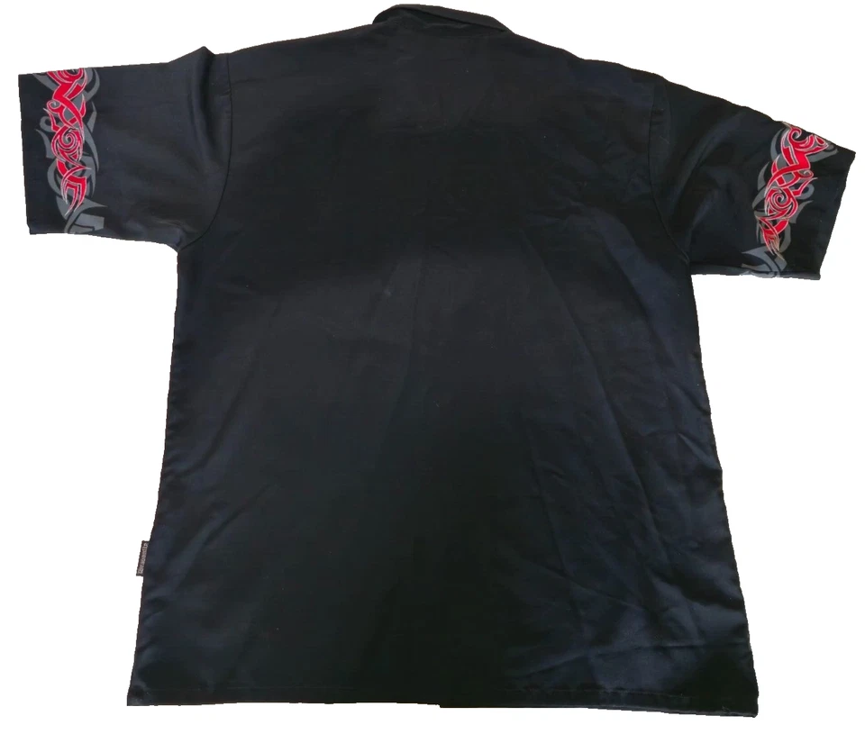 Dragonfly Clothing Men Short Sleeve Embroidered Barbed Wire Button Up Black XXL - Image 4 of 4