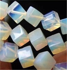 Beautiful 8x8mm White Sri Lanka Opal Moonstone Square Gems Loose Beads 15'' AAA