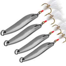 10PCS Metal Fishing Lure Spoon Sequins Spinner with Feather Treble Hook 7g-21g
