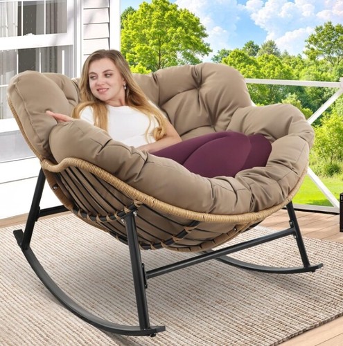 Patio Porch Egg Chair Garden Indoor Papasan Oversized Lounge Rocking Chair