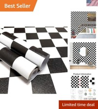 Modern Peel and Stick Wallpaper - Black White Checkered Vinyl 17.7'' x 118''