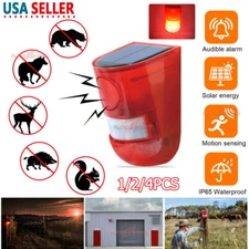 Solar Powered LED Alarm Lamp Outdoor Warning Security Flashing Light Waterproof