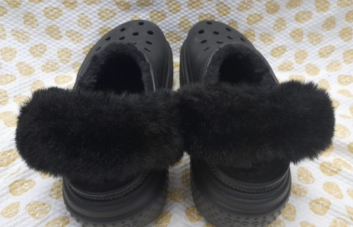 Crocs Stomp Pelz gefütterter Clog Slipper Damen Größe 7uk Herren Größe 6uk schwarz - Bild 8 von 12