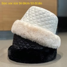 Femme Matelassé Seau Chapeau Fausse Fourrure Moelleux Peluche Pêcheur Panama