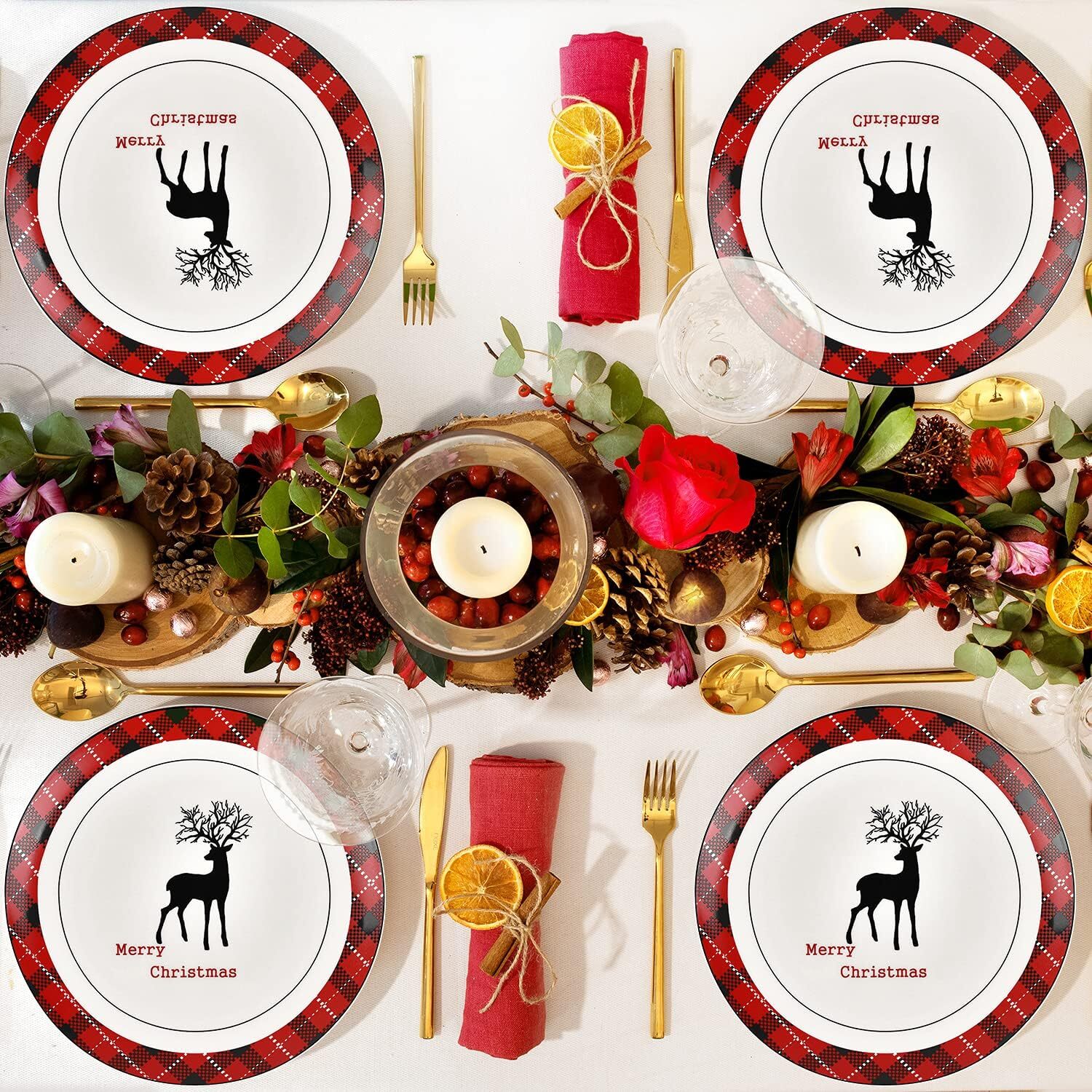 Christmas Dinner Plates Set, Plate Set with Small, Red eBay