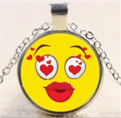 EMOJI KISS FACE LIP pendant cabochon SILVER 18''  20'' necklace VALENTINE HEART
