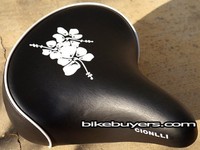 Cionlli Saddle - Black With White Flowers Classic Style Seat For Beach Cruise... on sale Cionlli Saddle - Black With White Flowers Classic Style Seat For Beach Cruise... on sale