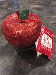 Apple For Teacher Ceramic Treasure Keeper Red Glitter
