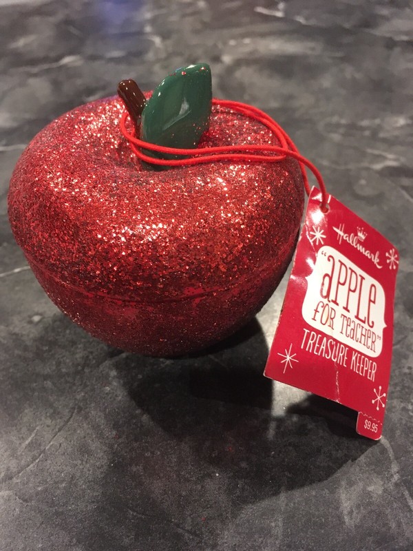 Apple For Teacher Ceramic Treasure Keeper Red Glitter