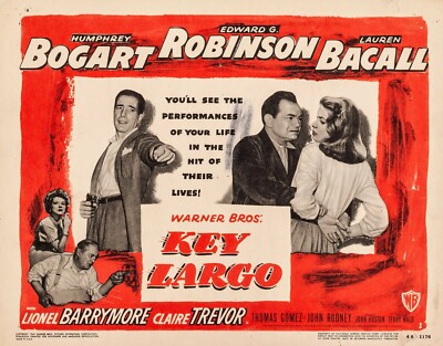 Key Largo Humphrey Bogart Lauren Bacall Reproduction Movie Lobby Card ...