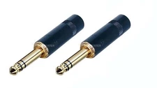 (2 PACK) REAN / NEUTRIK NYS228BG 1/4" Black TRS Stereo Cable Plug w/Gold Contact