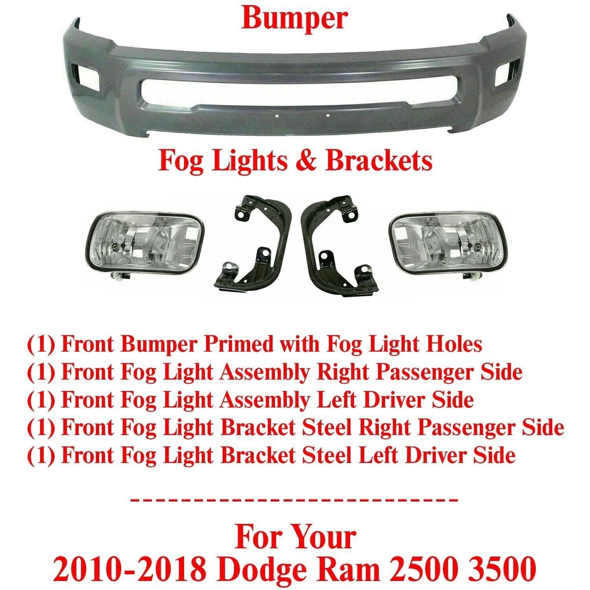 Front Bumper Bracket Mount Kit – Dodge Ram 2500 3500 2010-2018, Replaces 68064329AA