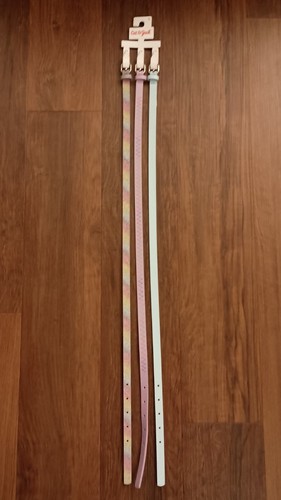 Belt 3 Pack Set Rainbow Glitter Lavender Stitched Blue Matte Girls L 25W-29W NWT - Picture 2 of 4