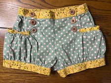 Matilda Jane Green Thumb Bubble Shorts EUC Girls Camp MJC Green Pink Dot Size 2