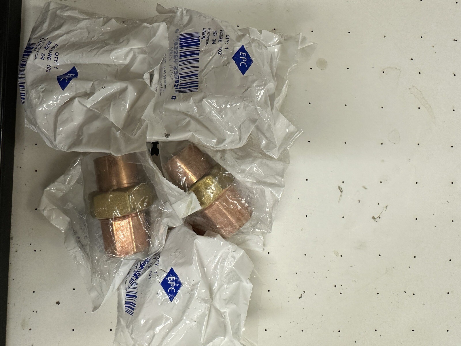 ( 5 ) Pipe Fitting 3/4-In. Copper Union copper to copper sweat EPC