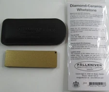 NEW FALLKNIVEN DC4 DIAMOND-CERAMIC GOLD KNIFE SHARPENING WHETSTONE WITH SHEATH
